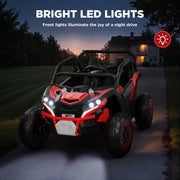Wisairt 24V 4WD Ride On Car, Two-Seater, Remote Control, Bluetooth Music, LED Lights, 3 Speeds, Blue and Red