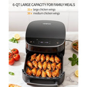 EDENPEER 11-in-1 Extra Large 6 QT Air Fryer with Dual Heat Source Technology, Smart Digital Touchscreen, Fits 12-Inch Pizza, Whisper-Quiet EA2-K