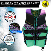 Body Glove Phantom Womens Life Jacket, Durable Yamamoto Neoprene, Beveled Soft PVC Foam, Aqua/Purple, Medium