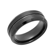 Brilliance Fine Jewelry TG5721/11 Men's Black Tungsten Grooved Men's Ring, 11