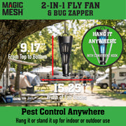 Allstar Innovations Magic Mesh 2-in-1 Fly Fan and Mosquito Zapper, USB-C Rechargeable, Portable Indoor and Outdoor Electronic Insect Killer