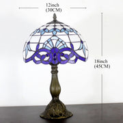 Werfactory S003B12T02 Tiffany Table Lamps Navy Blue Baroque Stained Glass Light, 18