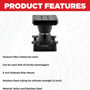 Scotty Downrigger Pedestal Riser, 6-Inch, Black, Fiber Reinforced Nylon with Stainless Steel Tubing, 2606