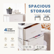 Yangming NCHJ2-4BC 4-Drawer Chest of Drawer Fabric Dresser, White