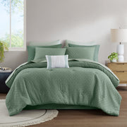 Mainstays All in One Reversible Comforter and Sheet Set, 11 Piece, King, Green Basketweave