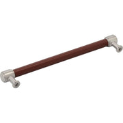 Signature Hardware Lazzara Leather Appliance Pull, 12 Inch Center to Center, Golden Champagne Finish, Zinc and Hand-Stitched Brown Leather, 954067-12