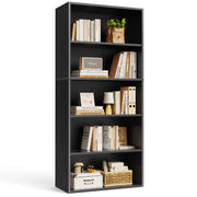 Edx 5 Tier Bookcase Storage, Large Tall Floor Standing Bookshelf, Adjustable Shelves, Black, 53 Inch