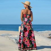 Cupshe Women's Vibrant Floral Print Maxi Dress, Black, Small