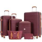 Travelhouse 6 Piece Hardshell Luggage Set, Wine Red