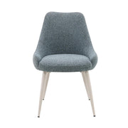 Acme Laela Upholstered Dining Chair Set of 2, Blue Boucle Fabric, Bone White Metal Frame, D22/D28 Foam Cushioning, DN03696