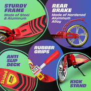 Skidee X3M Kick Scooter, Adjustable Handlebar Up to 41 in, Dual Suspension, 8-Inch PU Wheels, Foldable Lightweight Aluminum Frame, Red