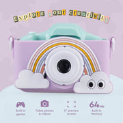 Vivitar 44379A-RNBW Kidzcam Camera for Kids, Rainbow Camera with 1080p Video and Games, Purple
