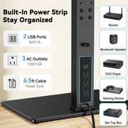 PERLECARE MountFTV Universal Swivel TV Stand with Power Outlet, Adjustable Height, Tempered Glass Base, Fits 32-80 Inch TVs up to 99 lb, VESA 600x400mm, MF-TVS-BQ-31-XB