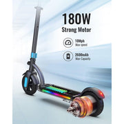 MIHOVER Electric Scooter for Kids, 180W Motor, 10 mph Speed, Adjustable Handlebar, LED Lights, 6.5-Inch Solid Wheels, Silvery