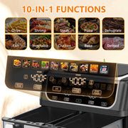 Gianna Dual Basket Air Fryer Oven, Digital Control, Clear-View Window, Multi-Function Cooking, Black