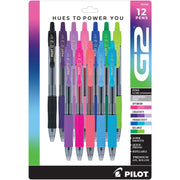 Pilot G2 Premium Gel Pens, Retractable, Fine Point 0.7mm, Assorted Colors, 12 Count, 22484