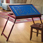 Bits and Pieces Tilt-Up Wooden Folding Jigsaw Puzzle Table, Portable Puzzle Table with Magnetic Box Holder, 25 x 34 Inch Felt Surface, Pine Wood, Brown