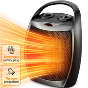 KissAir H56902X-BLACK Compact 950W/1500W Space Heater with Thermostat - ETL Certified Portable Heater Fan for Home/Dorm/Office/Kitchen, Black