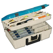 Plano Two-Tier Magnum Satchel XL Fishing Tackle Box, Sandstone Blue, Holds Four 3500 Prolatch Utility Boxes, 135010