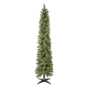 Holiday Time 7' Pre-Lit Shelton Cashmere Pencil Fir Green Artificial Christmas Tree with Warm White LED Lights