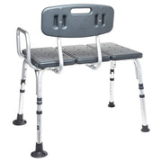 Equate Durable Transfer Bench with Back Rest, Shower Bench, Black