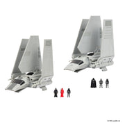 Jazwares Star Wars Micro Galaxy Squadron Imperial Shuttle Battle Pack, Two 7-Inch Vehicles with Movable Wings and Cannons, Six 1-Inch Articulated Micro Figures, Gray, SWJ0546