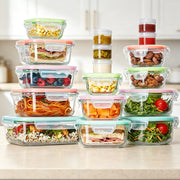Sindcom 34pcs Glass Food Storage Containers Set, Airtight Leakproof Lids, Microwave Freezer Oven Safe, Multicolor