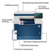 HP Color LaserJet Pro MFP 4301fdw All-in-One Color Laser Printer, Wireless, 35 ppm, 4.3-Inch Touchscreen, White/Blue