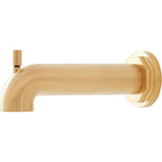 Signature Hardware Greyfield Bathtub Faucet with Integrated Diverter, Aged Brass, 7-1/8 in Spout Reach, Brass Construction, Wall Mount, 948965