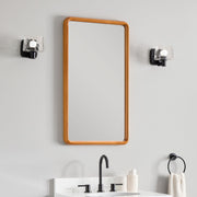Signature Hardware Sylvaine Bathroom Mirror, Flat Wood Framed, Teak Finish, 20in x 36in, 955269-20