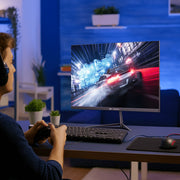 CRUA 24.5 Inch Gaming Monitor, IPS Full HD 1920x1080, 200Hz Refresh Rate, 120% sRGB, FreeSync, HDMI DisplayPort, Built-In Speakers, Wall Mountable, Black
