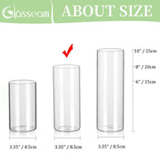 Glasseam Glass Cylinder Vases Set of 12, Clear Borosilicate Glass, 3.3 in Diameter, Three Heights for Floating or Pillar Candles LXZS6631-zhitong-20X8.5-12pcs