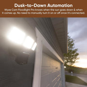 Wyze Cam Floodlight Pro Outdoor Security Camera, 3000-Lumen Adjustable LEDs, 180 Panoramic View, 2K HD, Color Night Vision, Motion Detection, 105dB Siren, Wired, White, WYZECFLP