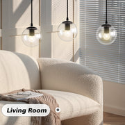 JOPESO Pendant Light Fixture Clear Globe Industrial Modern Hanging Lamp Adjustable Height L24027
