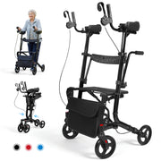 Hover Heart Foldable Upright Walker with Seat for Seniors, Heavy Duty Rollator with Adjustable Arms, 10-Inch All-Terrain Wheels, Black, 450 lb Capacity, 12589329
