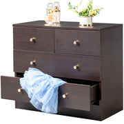 UBesGoo Modern Wood 4-Drawer Dresser Chest with Particle Board Construction, Brown, 26 in L x 13 in W x 22.6 in H, 14384614678