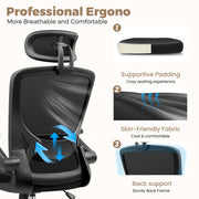 COOLHUT Ergonomic Desk Chair, High Back, Big and Tall Reclining Office Chair, Lumbar Support, Breathable Mesh, Adjustable Flip-Up Armrests, 400 lb Capacity, White, KD-9060H-White
