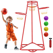 Bruce & Shark 4-Hoop Kids Basketball Hoop Portable Stand Set with 4 Balls for Ages 3+