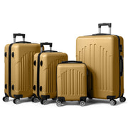 Zimtown 4 Piece Luggage Set, ABS Hard Shell Suitcase Luggage Sets Double Wheels, Mustard Yellow - Durable