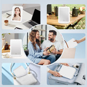Funtouch Portable LED Lighted Makeup Mirror, Foldable Travel Vanity Mirror, 72 LED Lights with 3 Color Modes, Dimmable Touch Control, Rechargeable Battery, White, 296W