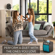 MASINGO Ostinato M7 2023 Karaoke Machine for Adults & Kids with 2 Wireless Microphones - Portable Singing PA Speaker System Set w/Two Bluetooth Mics, Disco Ball Party Lights & TV Cable