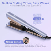 Aima Beauty 25mm Deep Wave Hair Crimper and Waver with Timer Function, Ceramic Plates, Fast Heating, Purple