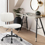 CONCETTA C-2193 Small Desk Chair, Ergonomic Low-Back, Adjustable Height, White PU Leather, White