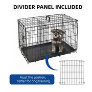 ABC Pet Folding Metal Dog Crate, Durable Double-Door Wire Kennel with Leak-Proof Tray, Black, 48x30x32.7 in