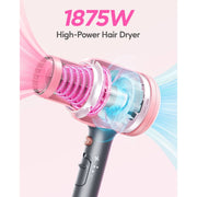 Wavytalk Ionic Hair Dryer with Diffuser and Nozzle Attachments, Powerful 1875W Motor, Pink, 5917
