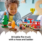 LEGO DUPLO Town Fire Truck Building Toy with Hose, Firefighter Figure, 28 Pieces, Multicolor, Ages 2+, 6585507