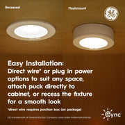 GE Cync Reveal HD+ 3in Smart Undercabinet Puck Lights, Color Changing LED, Adjustable Brightness, Voice and App Control, 3-Pack, 93131317