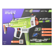 Prime Time Toys Max Omnia Pro Ultimate Battery Foam Dart Blaster, Full-Auto Electric, 30 Nitroshot+ Half-Length Darts, Adjustable Shoulder Stock, Tactical and Iron Sights, Green, 6106N