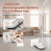 AlfaBot S2-AAA Cordless Electric Mop, Dual-Motor Spin Mop with LED Headlight, 13.6oz Water Tank, Self-Propelled Floor Cleaner for Multi-Surface, Adjustable Handle, Up to 60 mins Runtime, S2-AAA