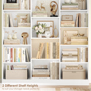 Homfa Triple Row 6-Tier Bookshelf, 74 in Tall, 17 Open Display Shelves, White